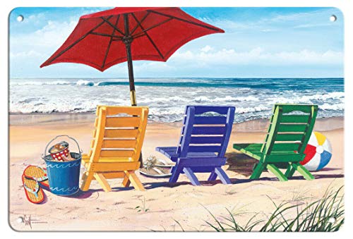 ZMKDLL Metall-Blechschild, 30,5 x 20,3 cm, Strandkorb-Ansicht, Scott Westmoreland Art von ZMKDLL
