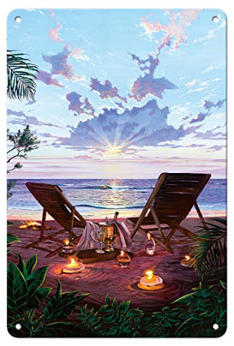 ZMKDLL Metall-Blechschild, 30,5 x 20,3 cm, "Two If by Sea" – romantischer Strand-Sonnenuntergang – Scott Westmoreland Art von ZMKDLL