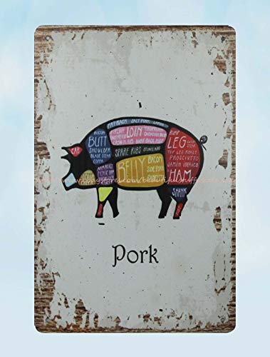 ZMKDLL Metall-Blechschild, 30,5 x 20,3 cm, coole Kunstdrucke, Pork Cuts, Butchers Shop von ZMKDLL