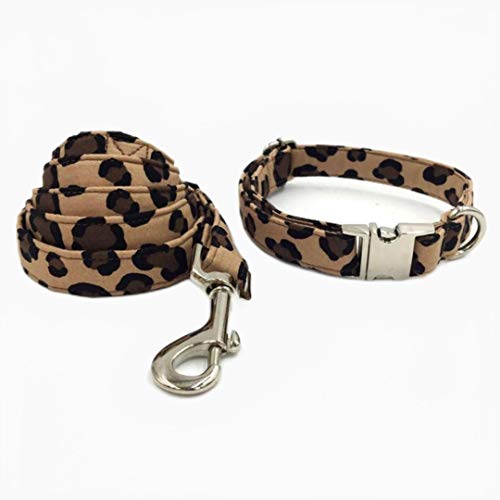 Hundehalsband mit Leopardenmuster und Fliege aus Baumwolle Stoff Hunde- und Katzenhalskette Für Hundeleine Halsband und Leine, S. von ZMKW