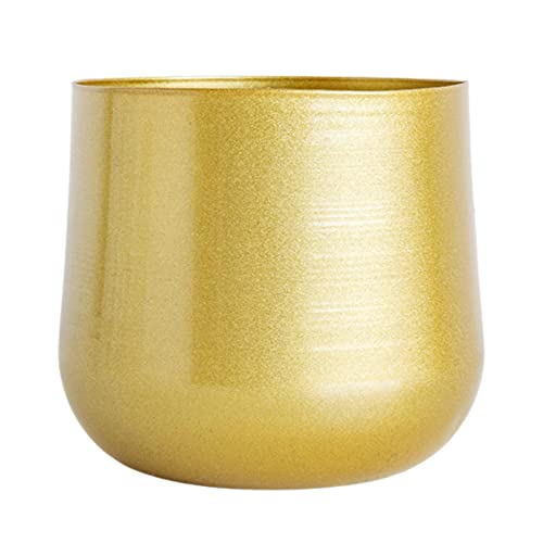 ZMKY Gold Pflanztopf - Gold Pflanzgefäß Metall Dekorativer runder Blumentopf mit Ablaufloch geeignet für Garten Terrasse Innenbereich von ZMKY