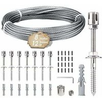 Zmleve - Kletterpflanzenstütze. 12 m langes Edelstahlseil-Aufhängeset. Inklusive 3 mm starkem Seil und 8 Spannschlössern. Geeignet für Gärten, Zmleve - Kletterpflanzenstütze. 12 m langes Edelstahlseil-Aufhängeset. Inklusive 3 mm starkem Seil und 8 Spannschlössern. Geeignet für Gärten, von ZMLEVE