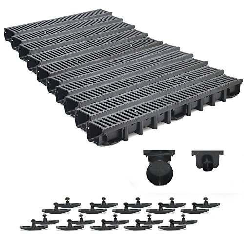 10m Entwässerungsrinne Belastungsklasse C250, 98mm Gußrost komplett SET 10m Entwässerungsrinne Belastungsklasse C250, 98mm Gußrost komplett SET von ZMMMAXPOL