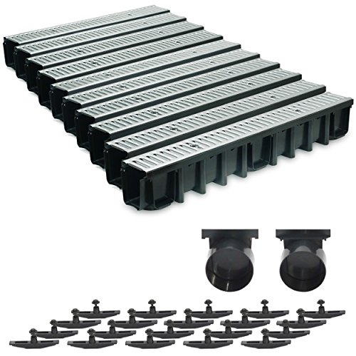 10m Entwässerungsrinne Terrassenrinne Stahlrost verzinkt komplett SET, System A15 148mm, inkl. Zubehör 10m Entwässerungsrinne Terrassenrinne Stahlrost verzinkt komplett SET, System A15 148mm, inkl. Zubehör von ZMMMAXPOL