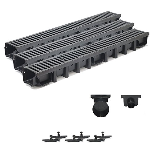 3m Entwässerungsrinne Belastungsklasse C250, 98mm Gußrost komplett SET von ZMMMAXPOL