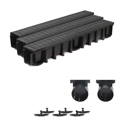 3m Entwässerungsrinne Terrassenrinne, System A15 148mm Stegrost Kunststoff, schwarz-line, komplett SET 3m Entwässerungsrinne Terrassenrinne, System A15 148mm Stegrost Kunststoff, schwarz-line, komplett SET von ZMMMAXPOL
