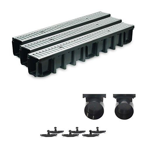 3m Entwässerungsrinne Terrassenrinne Stahlrost verzinkt komplett SET, System A15 148mm, inkl. Zubehör 3m Entwässerungsrinne Terrassenrinne Stahlrost verzinkt komplett SET, System A15 148mm, inkl. Zubehör von ZMMMAXPOL