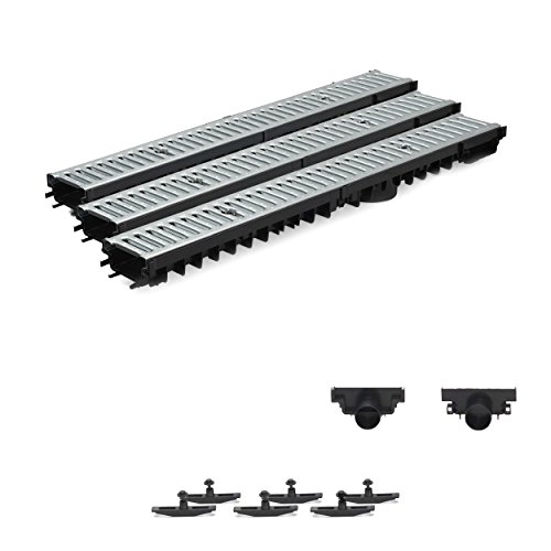 3m Entwässerungsrinne Terrassenrinne Stahlrost verzinkt komplett SET, System A15 70mm, NEUHEIT Rinne mit integrierter Dichtung Klick System 3m Entwässerungsrinne Terrassenrinne Stahlrost verzinkt komplett SET, System A15 70mm, NEUHEIT Rinne mit integrierter Dichtung Klick System von ZMMMAXPOL