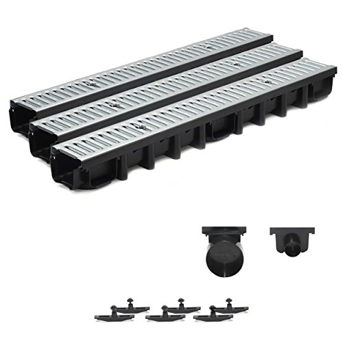 3m Entwässerungsrinne Terrassenrinne Stahlrost verzinkt komplett SET, System A15 98mm 3m Entwässerungsrinne Terrassenrinne Stahlrost verzinkt komplett SET, System A15 98mm von ZMMMAXPOL