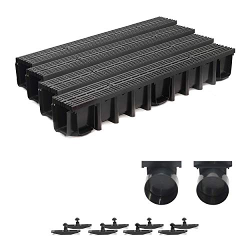 4m Entwässerungsrinne Terrassenrinne, System A15 148mm Stegrost Kunststoff, schwarz-line, komplett SET 4m Entwässerungsrinne Terrassenrinne, System A15 148mm Stegrost Kunststoff, schwarz-line, komplett SET von ZMMMAXPOL
