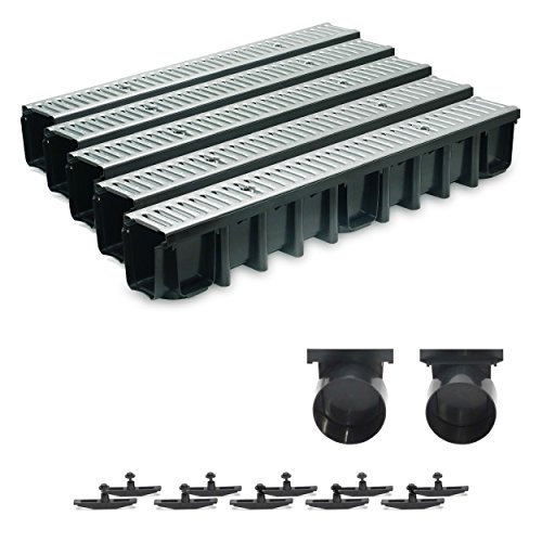 5m Entwässerungsrinne Terrassenrinne Stahlrost verzinkt komplett SET, System A15 148mm, inkl. Zubehör 5m Entwässerungsrinne Terrassenrinne Stahlrost verzinkt komplett SET, System A15 148mm, inkl. Zubehör von ZMMMAXPOL