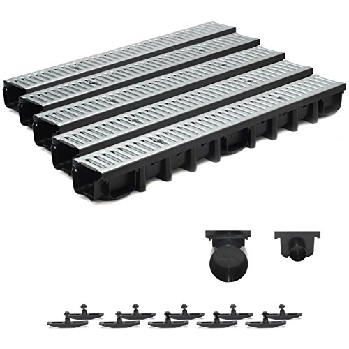 5m Entwässerungsrinne Terrassenrinne Stahlrost verzinkt komplett SET, System A15 98mm 5m Entwässerungsrinne Terrassenrinne Stahlrost verzinkt komplett SET, System A15 98mm von ZMMMAXPOL