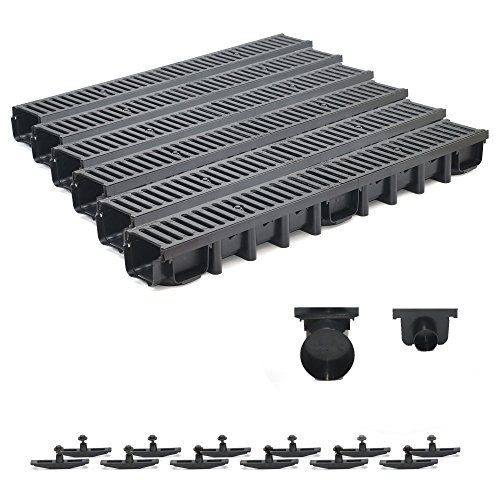 6m Entwässerungsrinne Belastungsklasse C250, 98mm Gußrost komplett SET 6m Entwässerungsrinne Belastungsklasse C250, 98mm Gußrost komplett SET von ZMMMAXPOL