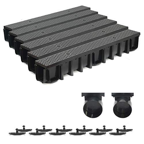 6m Entwässerungsrinne Terrassenrinne, System A15 148mm Stegrost Kunststoff, schwarz-decor, komplett SET 6m Entwässerungsrinne Terrassenrinne, System A15 148mm Stegrost Kunststoff, schwarz-decor, komplett SET von ZMMMAXPOL