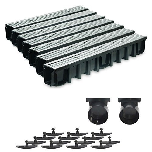 7m Entwässerungsrinne Terrassenrinne Stahlrost verzinkt komplett SET, System A15 148mm, inkl. Zubehör 7m Entwässerungsrinne Terrassenrinne Stahlrost verzinkt komplett SET, System A15 148mm, inkl. Zubehör von ZMMMAXPOL