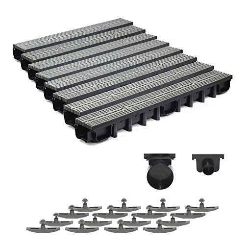 8m Entwässerungsrinne für modulares System A15 98mm, komplett Stegrost Kunststoff, Grau Line 8m Entwässerungsrinne für modulares System A15 98mm, komplett Stegrost Kunststoff, Grau Line von ZMMMAXPOL