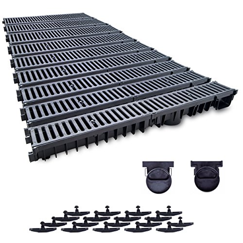 9 m Entwässerungsrinne mit Dichtung Belastungsklasse C250. Gussrost ( Gußrost ). Tiefe: 100mm von ZMMMAXPOL