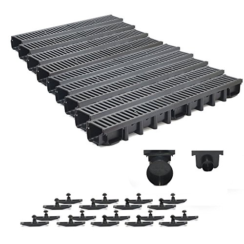 9m Entwässerungsrinne Belastungsklasse C250, 98mm Gußrost komplett SET von ZMMMAXPOL