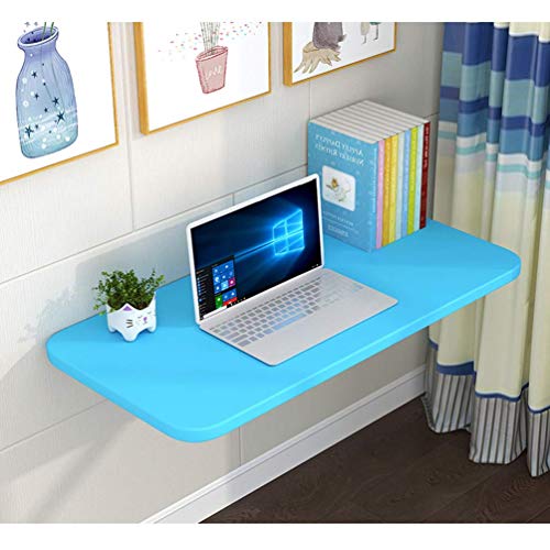 Klappbarer Laptop-Schreibtisch zur Wandmontage, Halterung aus Massivholz und Metall, Mehrfarbig, mehrere Größen (schwarz, 100 x 50 cm/39,5 x 20 Zoll)(Blue,80 * 50Cm/31.5 * 20In) von ZMQU