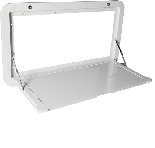 ZMQU Faltbarer Wohnmobiltisch aus Aluminiumlegierung, zusammenklappbar, abschließbarer Wandschreibtisch, Mehrfarbig, 60 x 42 cm/80 x 45 cm (weiß, 80 x 45 cm)(White,80x45cm) von ZMQU