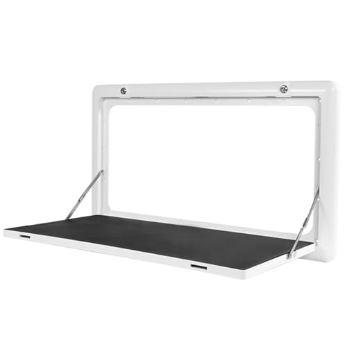 ZMQU Faltbarer und abschließbarer Wandtisch aus Aluminium for Wohnmobile, Schwarz/Weiß, 80 x 45 cm, 50 kg/110 lb, for Wohnmobil und Wohnwagen (Weiß)(White) von ZMQU