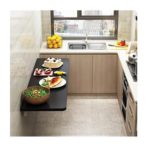 ZMQU Wandklapptisch, Weiß und Schwarz, 90 cm x (30–50) cm (Schwarz, 90 cm x 50 cm)(Black,90Cm*30Cm) von ZMQU
