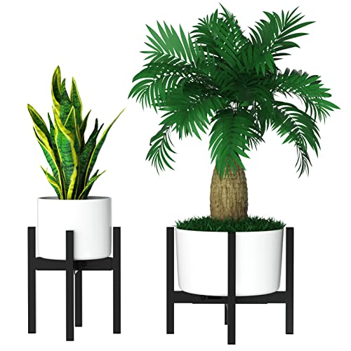 ZMTECH Verstellbare Pflanzenständer Metall Schwarz, 20-35cm Modern Blumentopf Ständer, Midcentury Blumenständer für Topfpflanzen im Innen- und Außenbereich, für Zimmerecke, Balkon, Terrasse (2er-Set) von ZMTECH