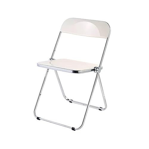 ZMTGLTG Acrylstuhl, Galvanisierter, Klappbarer Esszimmerstuhl Aus Metall. Stabil for Den Heimgebrauch, Geeignet for Arbeitszimmer, Wohnzimmer Und Schlafzimmer.(White) von ZMTGLTG