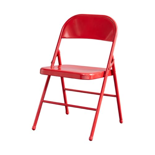 ZMTGLTG Klappbarer Esszimmerstuhl aus Stahl mit Rückenlehne for Zuhause, rutschfest und langlebig, verdickter Rahmen for stabile Tragfähigkeit, Mehrzweck-Studierstuhl(Red) von ZMTGLTG