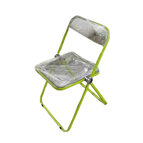 ZMTGLTG Klappstuhl Aus Acryl, Galvanisierte Beine Aus Metall Mit Sprühbeschichtung, Schminkstuhl, Esszimmerstuhl Mit Rückenlehne. Langlebig Und Stabil.(Green) von ZMTGLTG