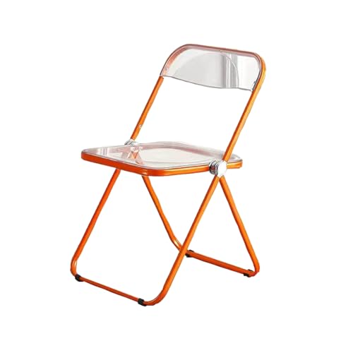 ZMTGLTG Klappstuhl Aus Acryl, Galvanisierte Beine Aus Metall Mit Sprühbeschichtung, Schminkstuhl, Esszimmerstuhl Mit Rückenlehne. Langlebig Und Stabil.(Orange) von ZMTGLTG