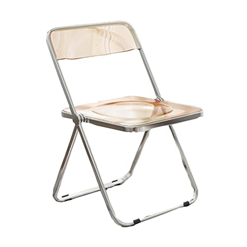 ZMTGLTG Transparenter Acryl-Klappstuhl, Ankleidehocker Mit Rückenlehne, Metall-Galvanikbeine, Stabile Tragfähigkeit(Amber) von ZMTGLTG