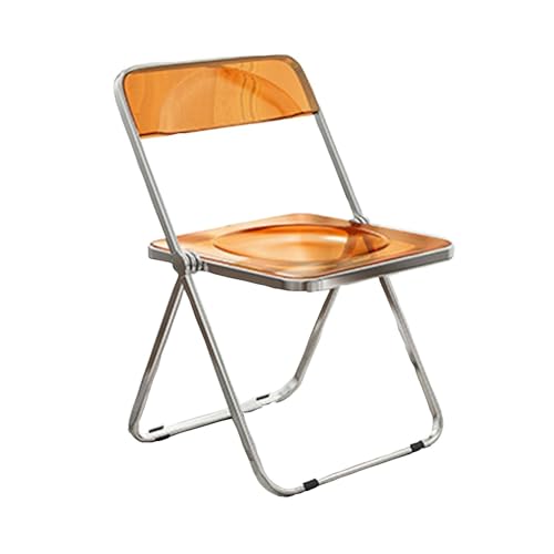 ZMTGLTG Transparenter Acryl-Klappstuhl, Ankleidehocker Mit Rückenlehne, Metall-Galvanikbeine, Stabile Tragfähigkeit(Brown) von ZMTGLTG