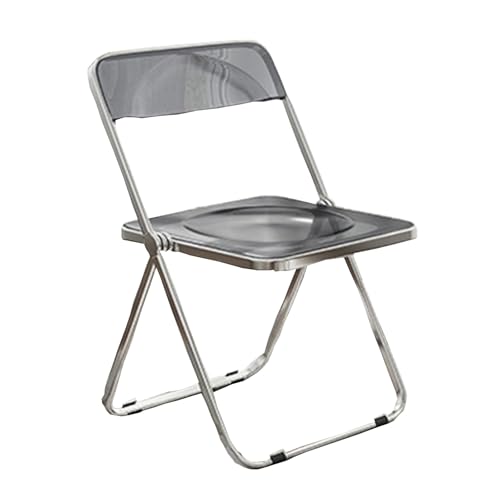 ZMTGLTG Transparenter Acryl-Klappstuhl, Ankleidehocker Mit Rückenlehne, Metall-Galvanikbeine, Stabile Tragfähigkeit(Gray) von ZMTGLTG
