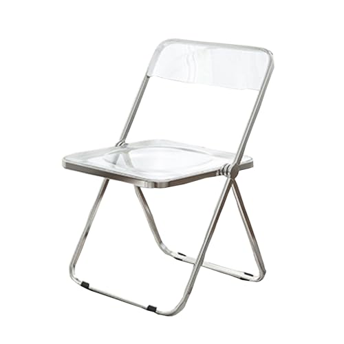 ZMTGLTG Transparenter Acryl-Klappstuhl, Ankleidehocker Mit Rückenlehne, Metall-Galvanikbeine, Stabile Tragfähigkeit(White) von ZMTGLTG