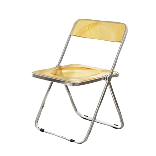 ZMTGLTG Transparenter Acryl-Klappstuhl, Ankleidehocker Mit Rückenlehne, Metall-Galvanikbeine, Stabile Tragfähigkeit(Yellow) von ZMTGLTG