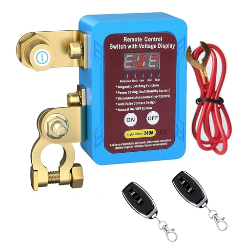 ZMURED Drahtloser Ferngesteuerter Auto Trennschalter, 12V Batterie Trennschalter 240A, Batterie Kill Switch für Auto mit LED-Spannungsanzeige, automatische Abschaltung Schalter für Auto, RV, ATV, LKW von ZMURED