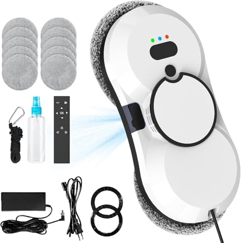 ZMURED Fensterputzroboter mit Sprühfunktion, 5600Pa Elektrischer Fensterreiniger mit Fernbedienung, Intelligente Navigation, 3 Reinigungsmodi, Fensterroboter für Innen- und Außenfenster, 10x Lappen ZMURED Fensterputzroboter mit Sprühfunktion, 5600Pa Elektrischer Fensterreiniger mit Fernbedienung, Intelligente Navigation, 3 Reinigungsmodi, Fensterroboter für Innen- und Außenfenster, 10x Lappen von ZMURED