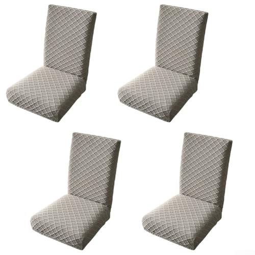 4 x Stretch-Stuhlhussen mit einzigartigem Rautenmuster, perfekt für die Verbesserung der Ästhetik des Essbereichs (grau) von ZMdooreasy