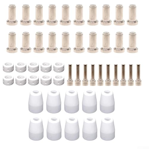 50 Stück Plasmaschneid-Verbrauchsmaterialien mit Elektrodendüse, Wirbelring-Schild-Becher für PT31XL Taschenlampe und PCM 500i Cutter kompatible Modelle 50 Stück Plasmaschneid-Verbrauchsmaterialien mit Elektrodendüse, Wirbelring-Schild-Becher für PT31XL Taschenlampe und PCM 500i Cutter kompatible Modelle von ZMdooreasy