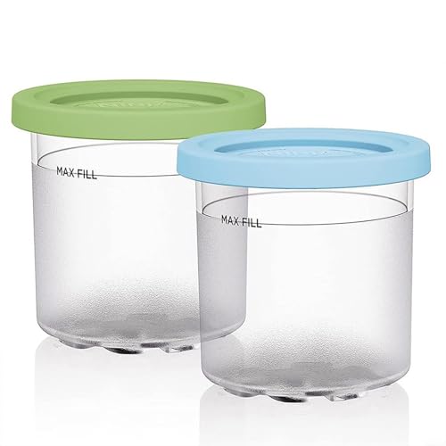 Auslaufsichere Eiscreme-Pint-Behälter, 2er-Set für einfache Geschmacksorganisation, kompatibel mit NC299AMZ/NC300s (B) von ZMdooreasy