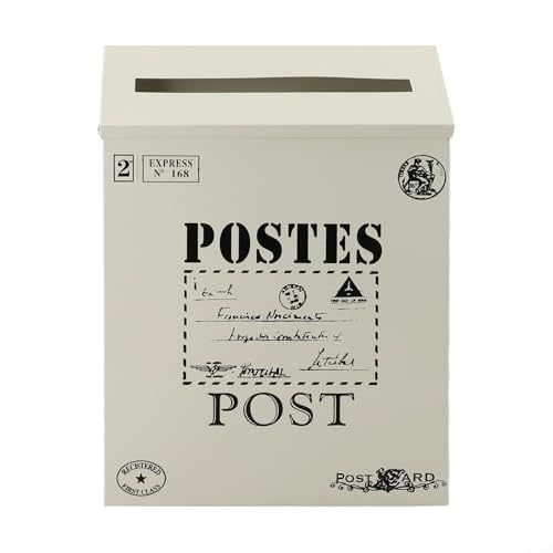 Briefkasten aus Metall mit Wandhalterung, rustikales europäisches Vintage-Design, perfekt für eine einzigartige dekorative Note und Fotografie-Zubehör (weiß) von ZMdooreasy