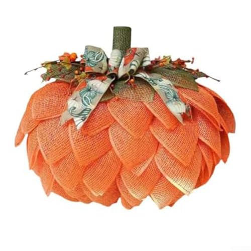 Charmanter Herbst-Kürbiskranz für Zuhause und saisonale Dekoration mit Schleifen und Beeren im Bauernhaus-Stil, handgefertigt mit Filzrückseite und mattem Dichtstoff für Türschutz (eins) von ZMdooreasy