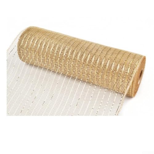 Dekorative Bandrolle mit gestreiftem Netz für DIY Weihnachten für Kränze, Girlanden, Schleifen und festliche Bastelprojekte (Gold) von ZMdooreasy