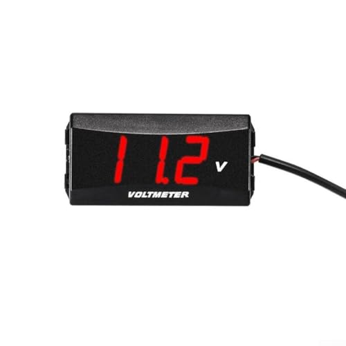 Fahrzeugbatterie-Spannungs-Panel-Meter Digitales Voltmeter für DC 12V bis 48V mit echtem Display und wasserdichtem Design, geeignet für Motorräder und Autos (Rot) von ZMdooreasy