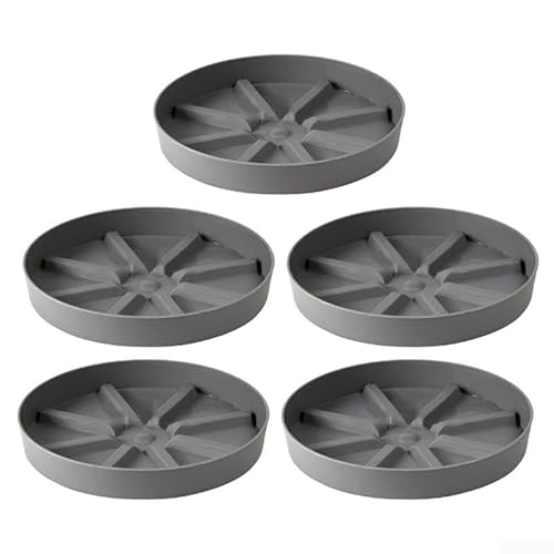 Garten-Blumentopf-Tabletts Set mit 5 Kunststoffschalen mit Rillen-Design für einfache Reinigung (grau) von ZMdooreasy