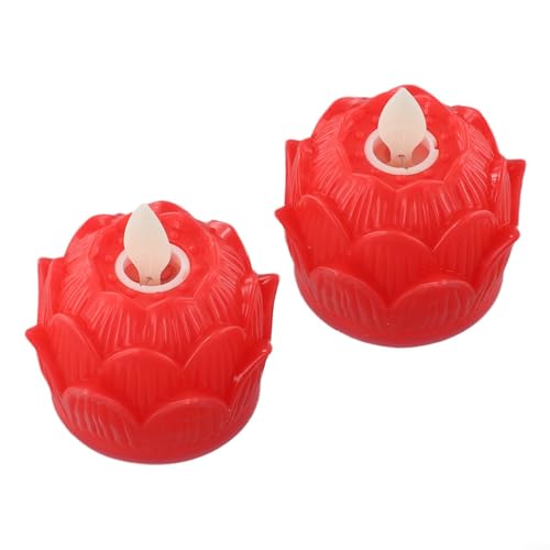 Kerzen-Simulations-Deko-Lampe mit atemberaubendem Lotus-Design, perfekte Ergänzung für Ihren Meditationsbereich (echtes Rot) von ZMdooreasy