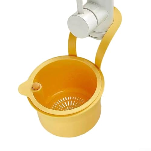 Küchenspüle Siebkorb für Lebensmittelabfälle und Utensilienaufbewahrung, einfach an den meisten Wasserhähnen zu befestigen (gelb) von ZMdooreasy