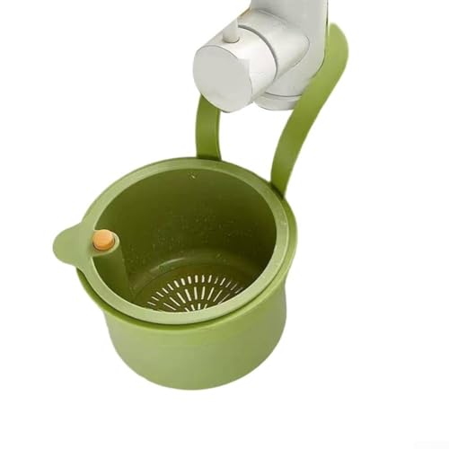 Küchenspüle Siebkorb für Lebensmittelabfälle und Utensilienaufbewahrung, einfach an den meisten Wasserhähnen zu befestigen (grün) von ZMdooreasy