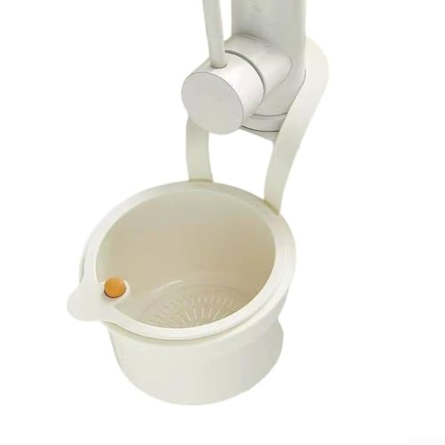 Küchenspüle Siebkorb für Lebensmittelabfälle und Utensilienaufbewahrung, einfach an den meisten Wasserhähnen zu befestigen (weiß) von ZMdooreasy